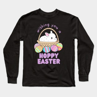 Wishing you a happy easter cute easter bunny in a basket Long Sleeve T-Shirt